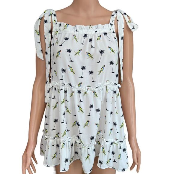 Fab’rik tropical print tiered ruffle summer top size M NWT - Picture 1 of 8